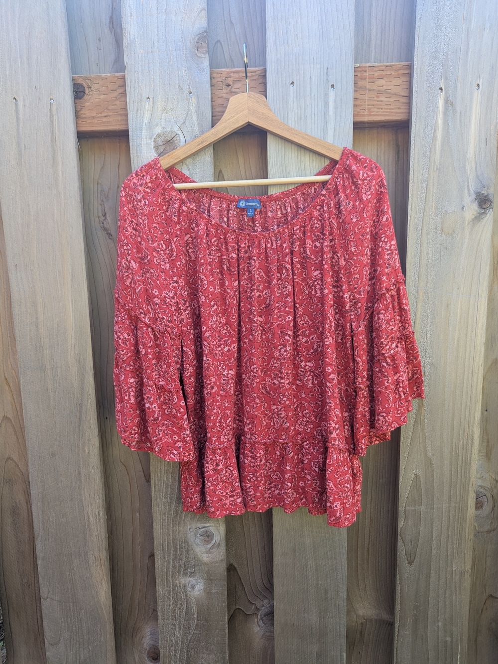 Democracy Rust Red Floral Peasant Tunic